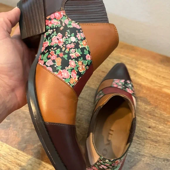 Coach Women's Patchwork Ankle Boots - Brown, Red, Floral - Picture 9 of 11